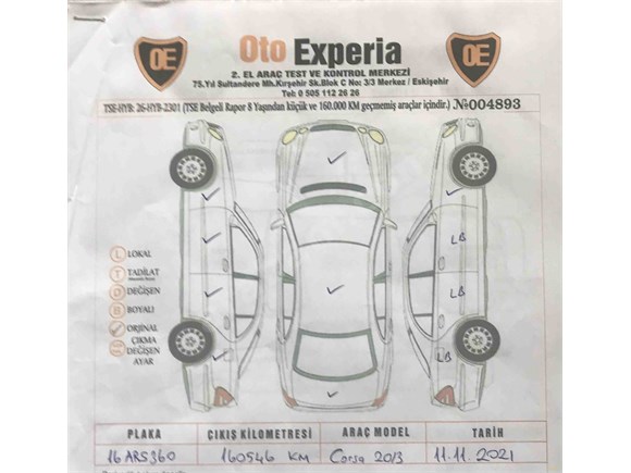 ORJİNAL DEĞİŞENSİZ  2013 Opel Corsa 1.3 CDTI Active (En dolu paket)