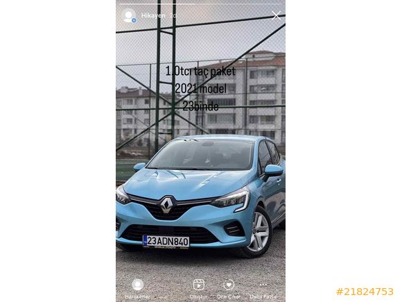 Sahibinden Renault Clio 1.0 TCe Touch 2021 Model