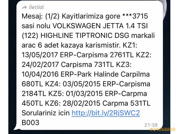 Sahibinden Yeni Kasa Highline Jetta