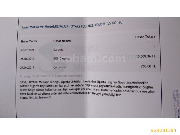 Sahibinden Renault Fluence 1.5 dCi Touch 2015 . 135bin km.
