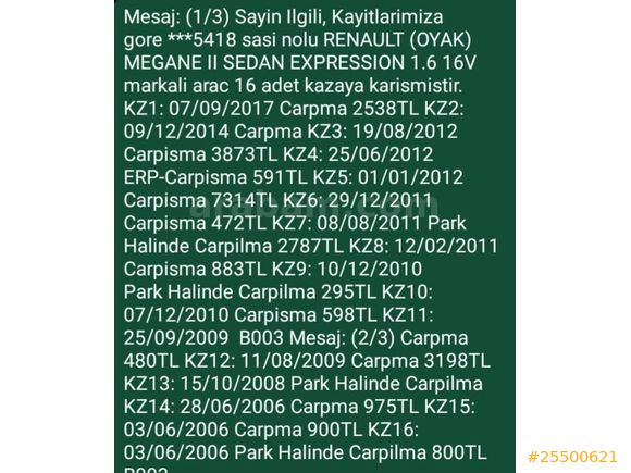 Sahibinden Renault Megane 1.6 Expression 2006 Model Kocaeli