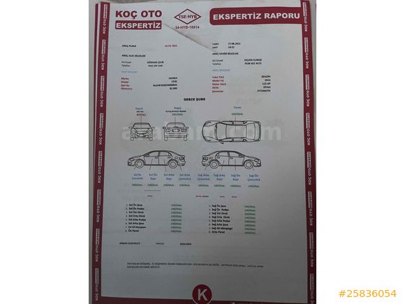 HONDA CIVIC  ECO ELEGANCE  
i-VTEC 2014 (FULL+FULL) ÜST KASA