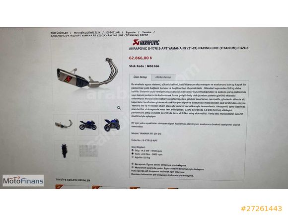 MotoFinans'tan Yamaha R7, Akrapovic Egzoslu, Vade Farksız 6