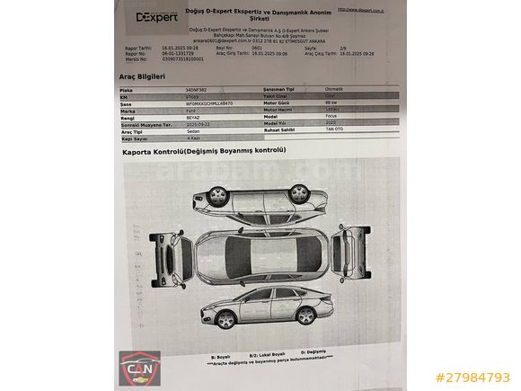 BOYASIZ 2020 FOCUS 1.5 ECOBLUE DİZEL OTOMATİK TREND-X BAYİ BAKIM