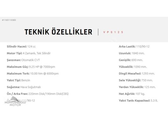 ''MUHİTTİNOĞLU MOTOR'VPS125