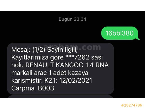 OTOMOBİL RUHSATLI LPG li 
 Renault KANGOO 1.4 RNA EKİM 2027 VİZELİ  