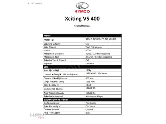 HAN MOTO'DAN 2024 KYMCO XCITING VS 400 NAKİTE ÖZEL FİYAT