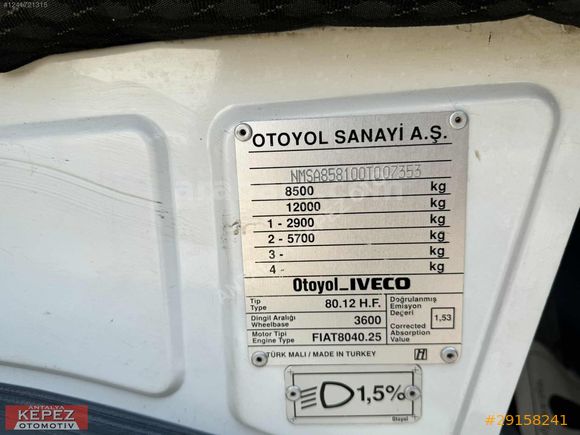 ANTALYA KEPEZ OTOMOTİV'DEN IVECO 80-12 UZUN ŞASE TENTENELİ 2005