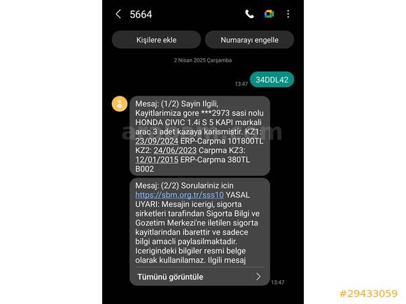 Klimalı Düşük KM Tertemiz Civic