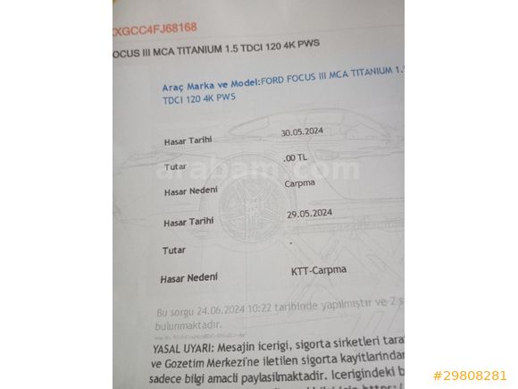 Sahibinden Ford Focus 1.5 TDCi Titanium 2015 Model