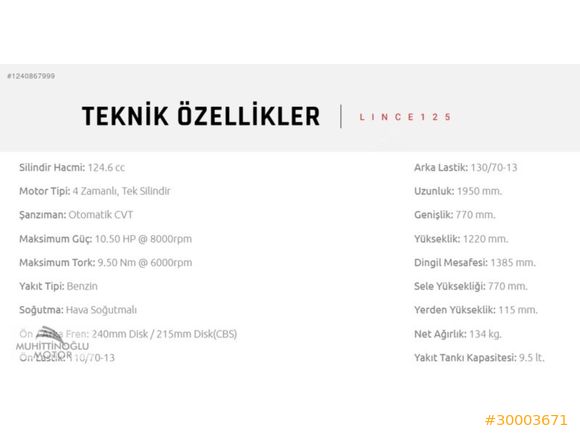 ''MUHİTTİNOĞLU MOTOR''RKS LİNCE125