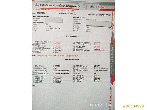 Sahibinden Kia Sephia 1.6 GTX 1998 Model
