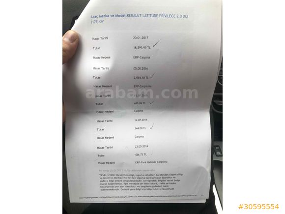 Sahibinden Renault Latitude 2.0 dCi Privilege 2012 Model Kayseri