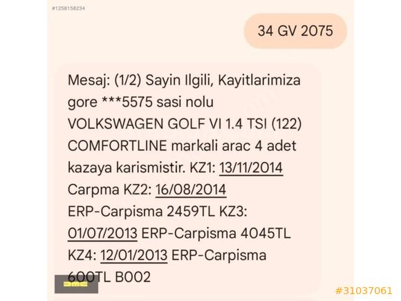 2012 VW GOLF VI 1.4 TSI COMFORTLİNE - 153.ooo Km'de - MANUEL VTS