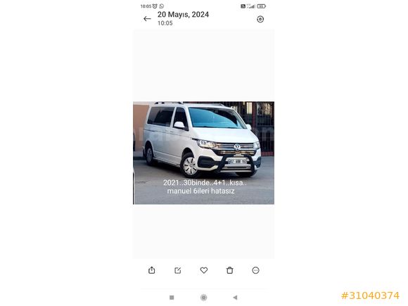 Sahibinden Volkswagen Transporter 2.0 TDI Camlı Van 2021 Model Gaziantep