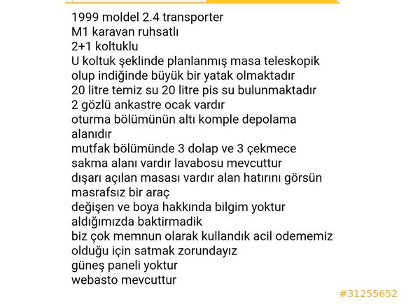 Sahibinden Volkswagen Transporter