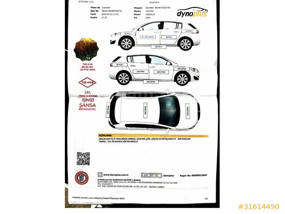 Sahibinden Toyota Corolla 1.4 D-4D Terra 2006 Model 