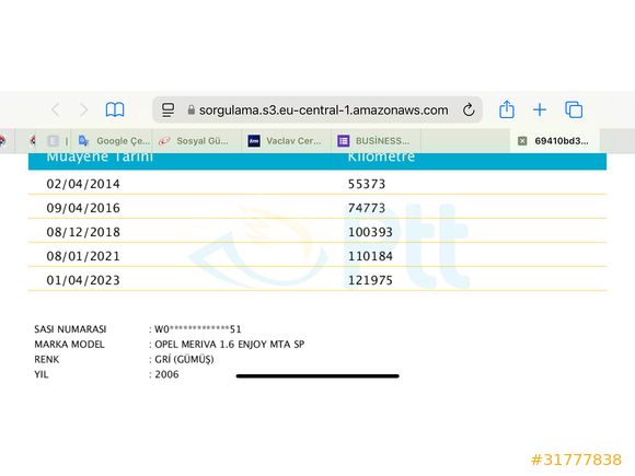 Sahibinden Opel Meriva 1.6 Enjoy 2006 Model