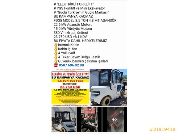 YGS ELEKTRİKLİ FORKLİFT