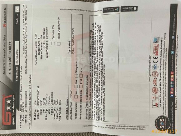 Sahibinden Renault Megane 1.5 dCi Touch 2016 Model 