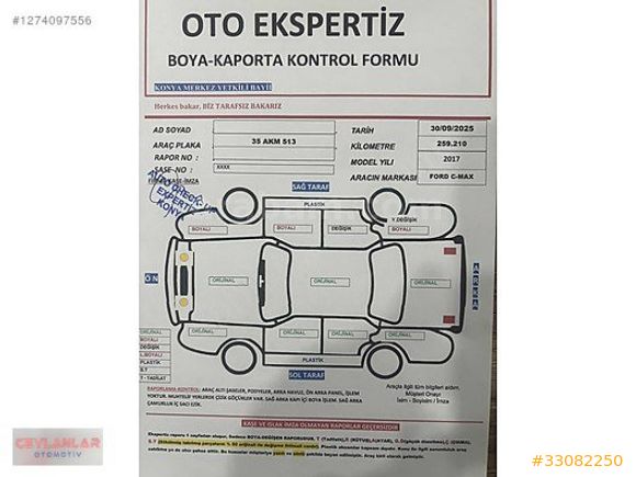 2017 C-MAX 1.5TDCI TİTANİUM OTOMTK VTS/CAM TAVAN/ELEKTRKLİ BAGAJ