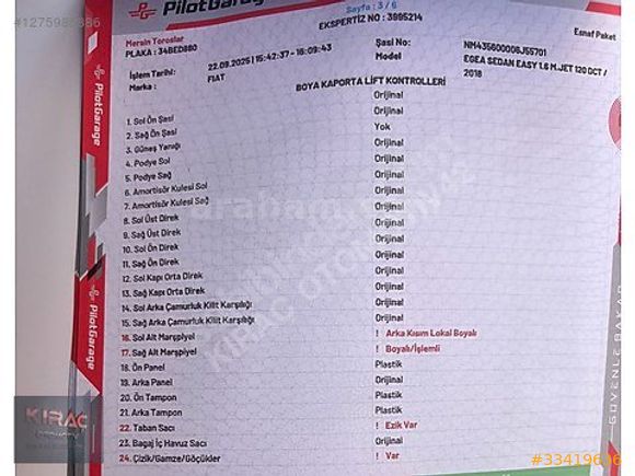350 BİN PEŞİNAT İLE 2018 EGEA 1.6 OTOMATİK