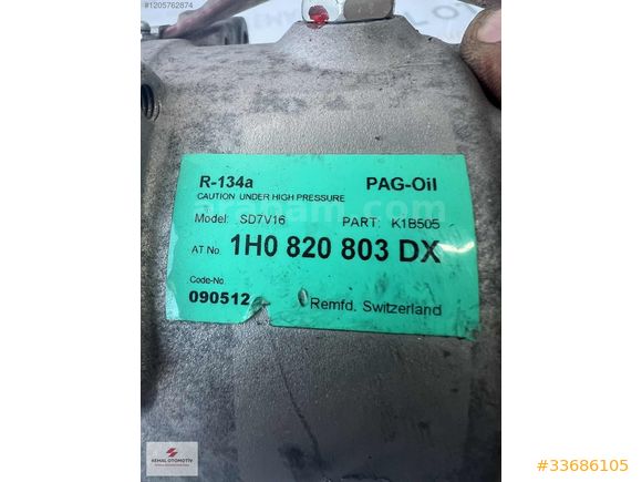 VW CADDY GOLF JETTA PASSAT KLİMA KOMPRESÖRÜ 1H0820803DX