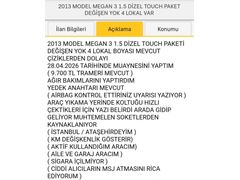 Sahibinden Renault Megane 1.5 dCi Touch 2013 Model