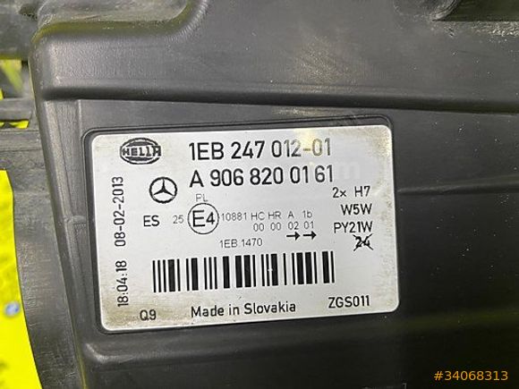 MERCEDES SPRİNTER SOL FAR / HELLA / 2007-13 / A9068200161