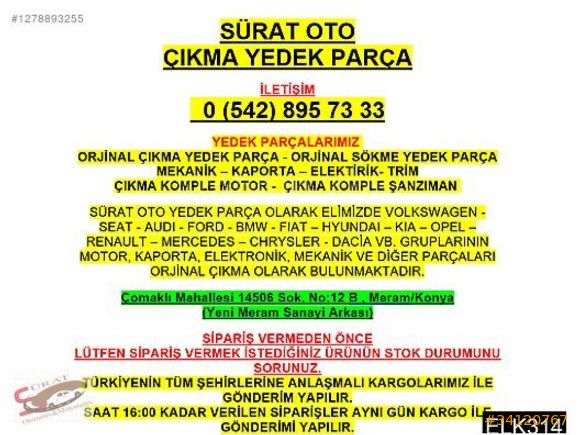 OPEL COMBO C 1.3 MOTOR TESİSATI ORJİNAL ÇIKMA ORİJİNAL