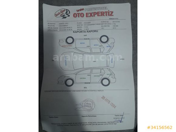 Sahibinden Ford C-Max 1.6 SCTi Titanium Grand 2012 Model