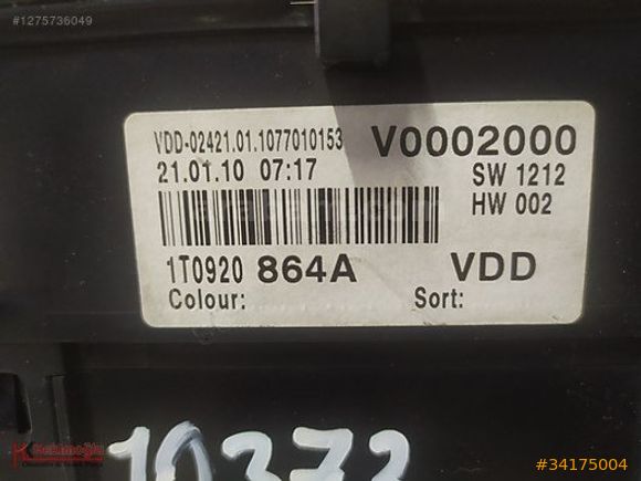 VW CADDY GÖSTERGE PANELİ 1T0920864A
