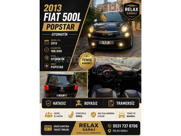 Sahibinden Fiat 500 Ailesi 500L 1.3 Mjet PopStar 2013 Model 