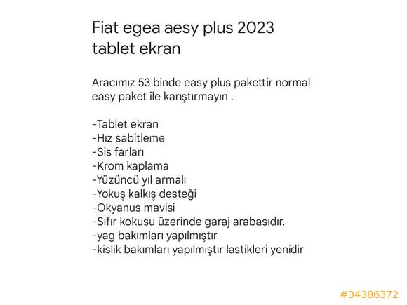 Sahibinden Fiat Egea 1.4 Fire Easy Plus 2023 Model garaj arabasi