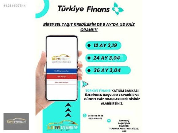 0,99 ORANLARLA 12,24,36,48 KREDİ DESTEĞİ **8 AY SIFIR FAİZ