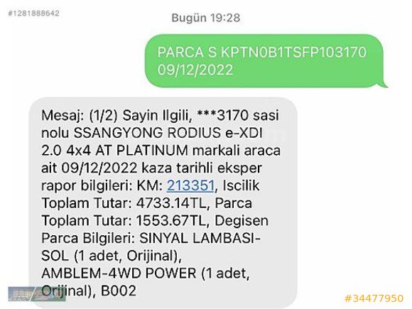 ORDU EKİP OTODAN 2015 SSANGYONG RODİUS 2.0 4X4 AT 7 KİŞİLİK FULL