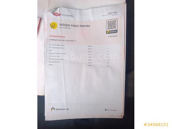 Sahibinden Chevrolet Aveo 1.3 D LS 2012 Model