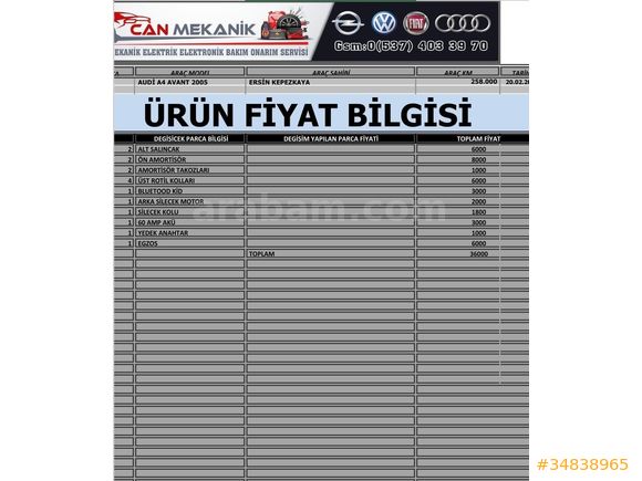 Sahibinden Audi A4 Avant 2.0 2005 Model