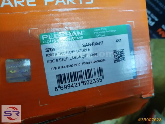 Kangoo 2 Sağ Stop Çift Kapı 2003-2012 8200150625 Pleksan