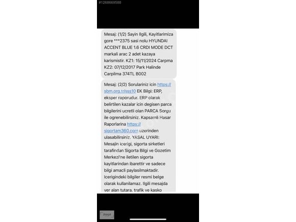 *ZİNNUR* HATASIZ DEĞİŞENSİZ BOYASIZ 117.000 KM