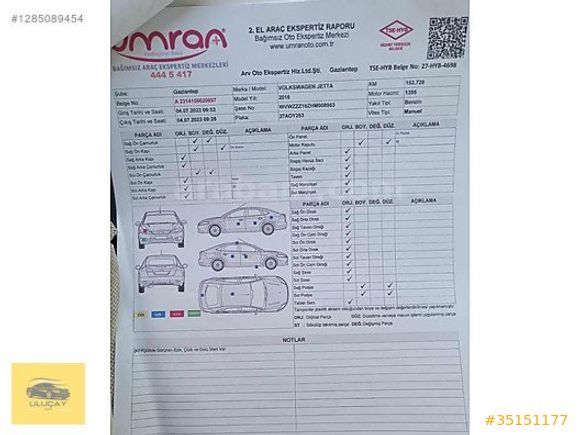 ULUÇAY AUTO'DAN 2016 VOLKSWAGEN JETTA 1.4 TSI COMFORTLİNE