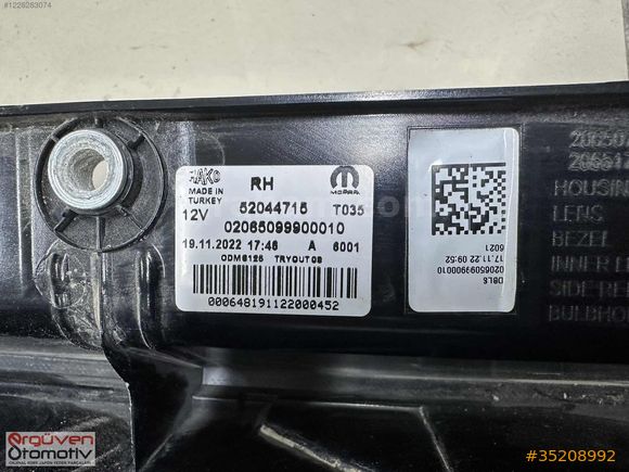Fiat Doblo 2015 Sonrası Sağ Stop Lambası Çift Kapı 52044715
