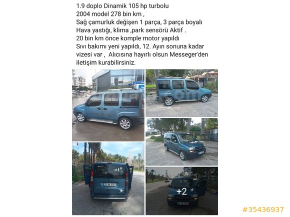 Sahibinden Fiat Doblo Combi 1.9 JTD Dynamic 2004 Model