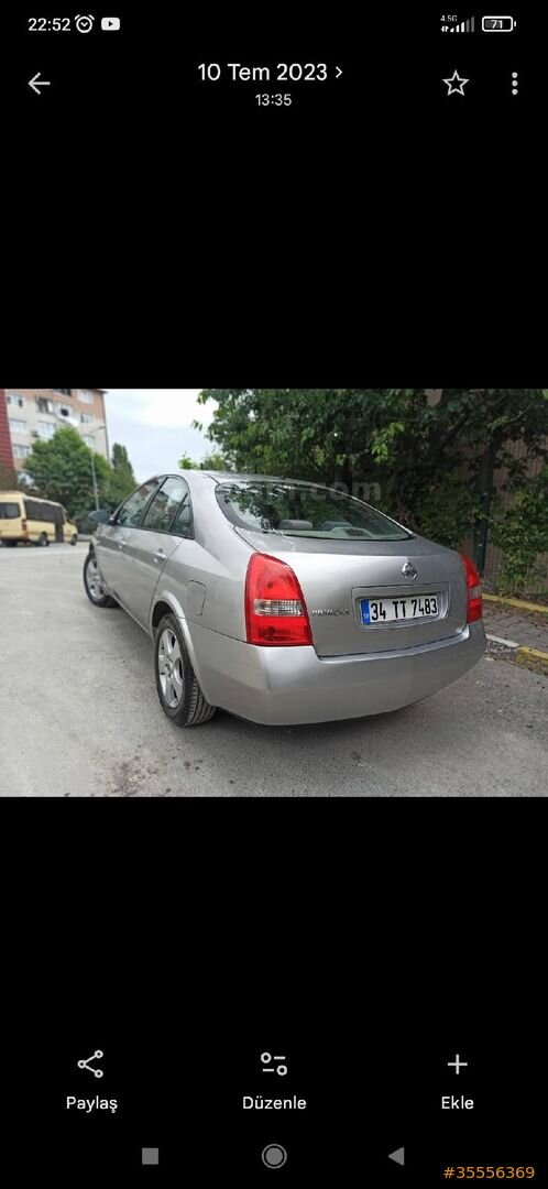 Sahibinden Nissan Primera 1.6 Tekna 2006 Model İstanbul 171.500 km Gri (Gümüş) 2