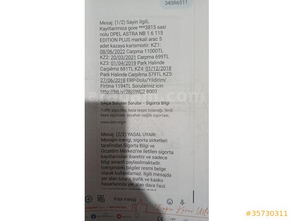 DEĞİŞENSİZ, ORJINAL KM. EKSPER FOTOGRAFLARI MEVCUT