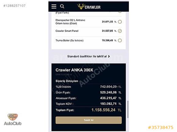 Crawler Anka 300 Full Donamım Sıfır Ayarında