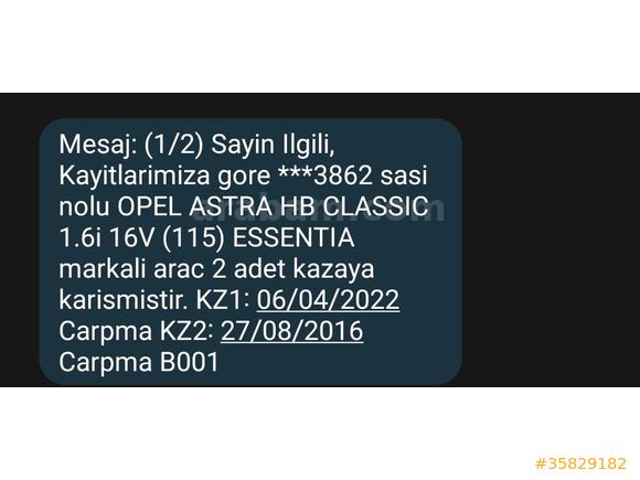 Astra 1.6 Essentia 2012 ağır bakımlı (açıklama)