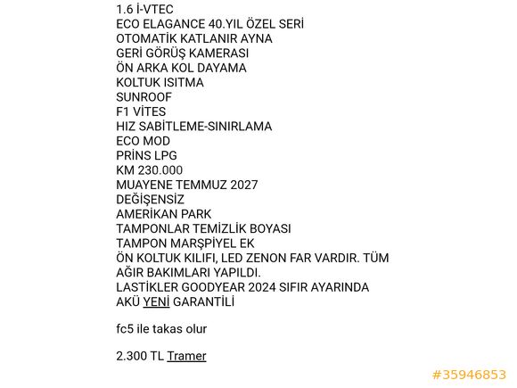 40.yıl özel seri Honda Civic 1.6 i-VTEC ECO Elegance 2012