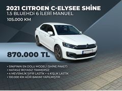 Sahibinden Citroen CElysee 1.5 BlueHDI Shine 2021 Model Hatasiz Boyasiz En full versiyon