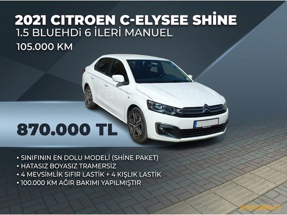 Sahibinden Citroen CElysee 1.5 BlueHDI Shine 2021 Model Hatasiz Boyasiz En full versiyon